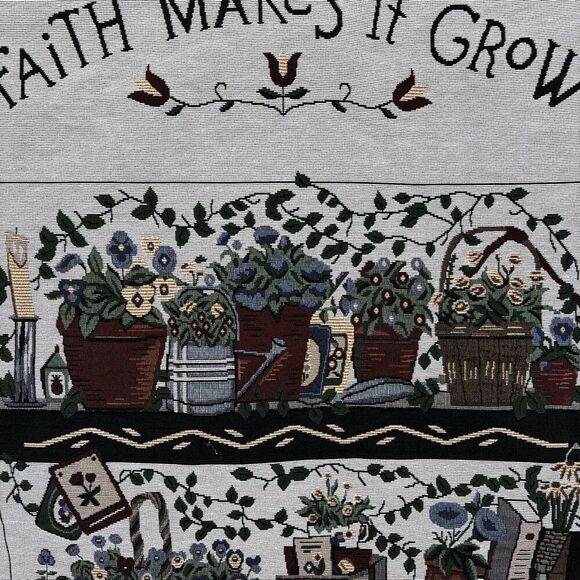 Deb Strain Vintage 1997 Faith Makes It Grow Hanging Tapestry - Picture 3 of 7